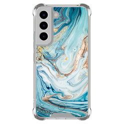 Mooie Telefoonhoesjes Samsung Galaxy S22 shockproof hoesje - Marmer blauw goud