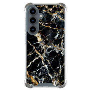 Mooie Telefoonhoesjes Samsung Galaxy S25 shockproof hoesje - Black marble elegance