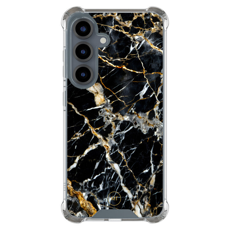 Mooie Telefoonhoesjes Samsung Galaxy S25 shockproof hoesje - Black marble elegance