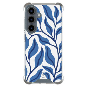 Mooie Telefoonhoesjes Samsung Galaxy S25 shockproof hoesje - Blue leaves