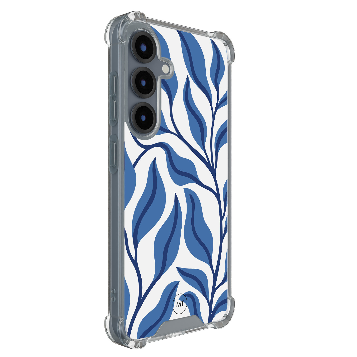 Mooie Telefoonhoesjes Samsung Galaxy S25 shockproof hoesje - Blue leaves