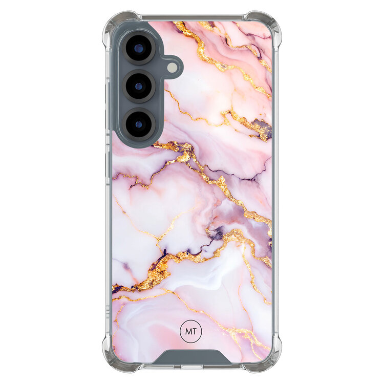 Mooie Telefoonhoesjes Samsung Galaxy S25 shockproof hoesje - Marble pink