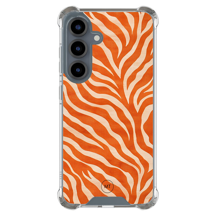 Mooie Telefoonhoesjes Samsung Galaxy S25 shockproof hoesje - Zebra oranje