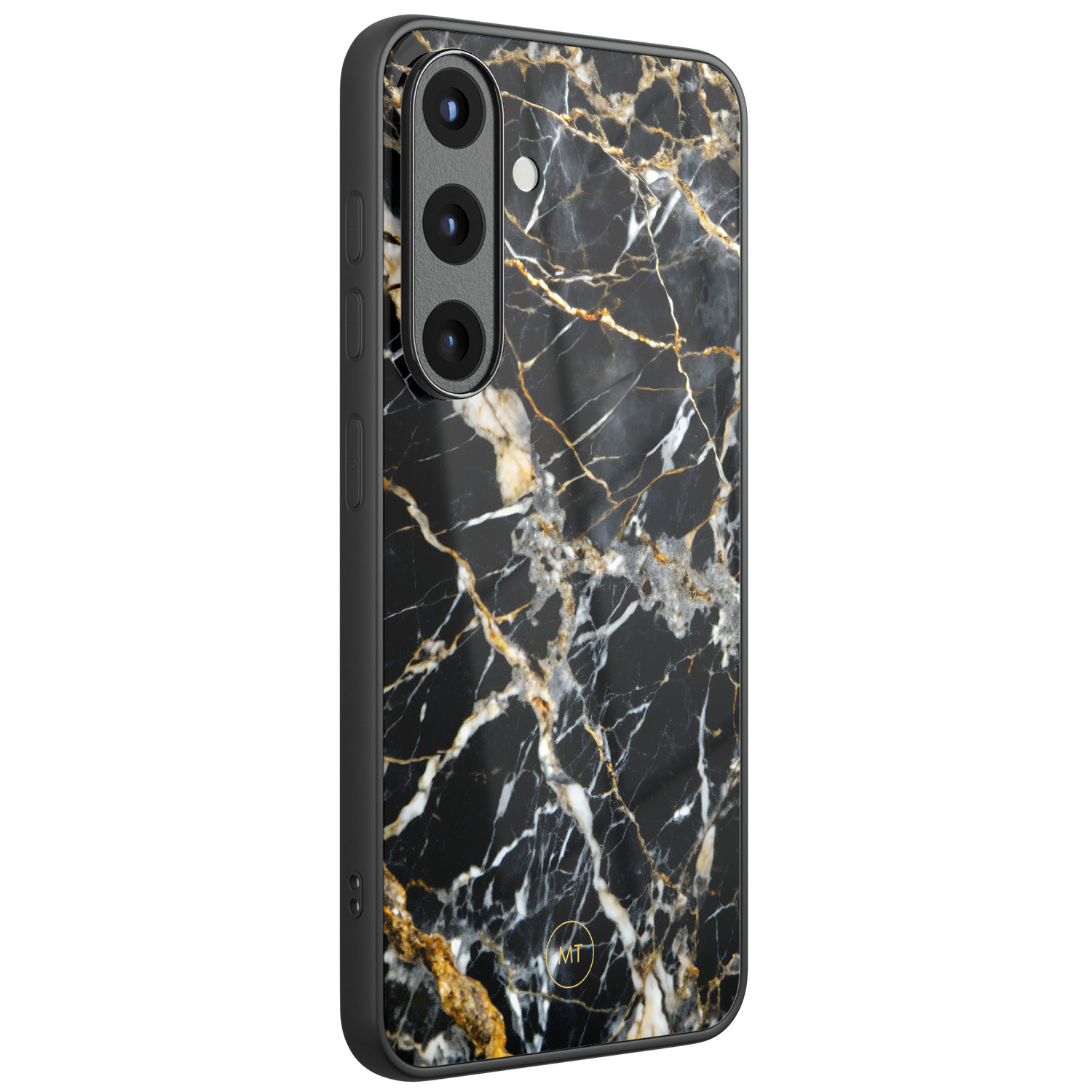 Mooie Telefoonhoesjes Samsung Galaxy S25 hoesje glas - Black marble elegance
