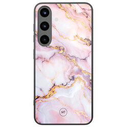 Mooie Telefoonhoesjes Samsung Galaxy S25 hoesje glas - Marble pink