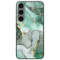 Mooie Telefoonhoesjes Samsung Galaxy S25 hoesje glas - Groen grijs marmer