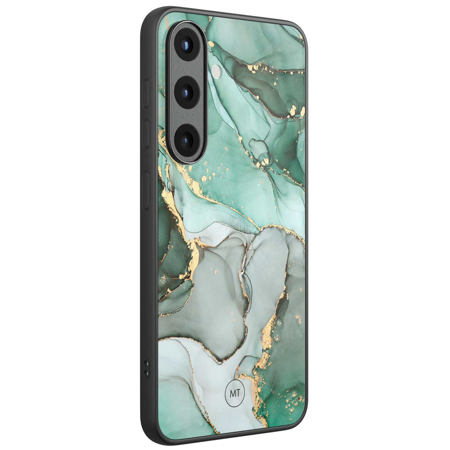 Mooie Telefoonhoesjes Samsung Galaxy S25 hoesje glas - Groen grijs marmer