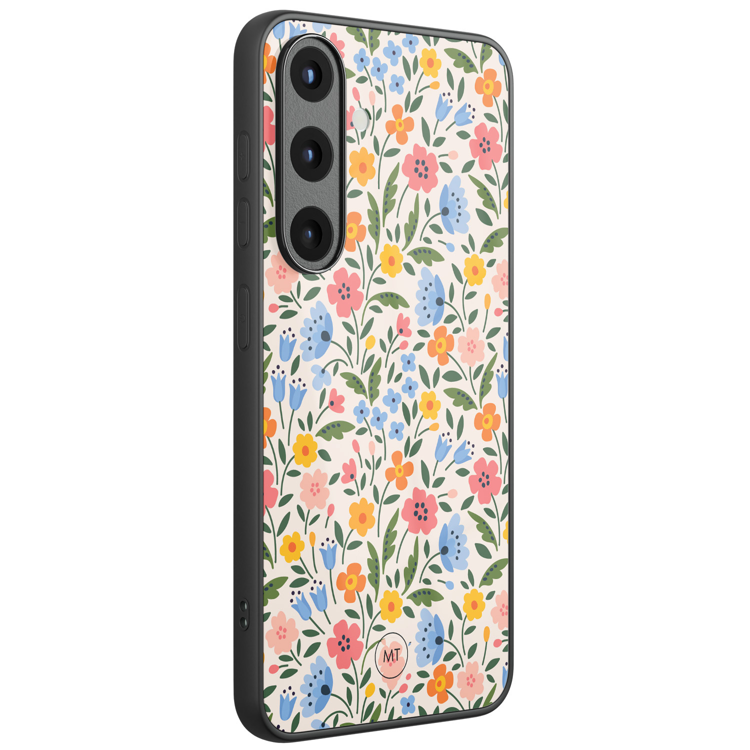 Mooie Telefoonhoesjes Samsung Galaxy S25 hoesje glas - Romantische bloemen
