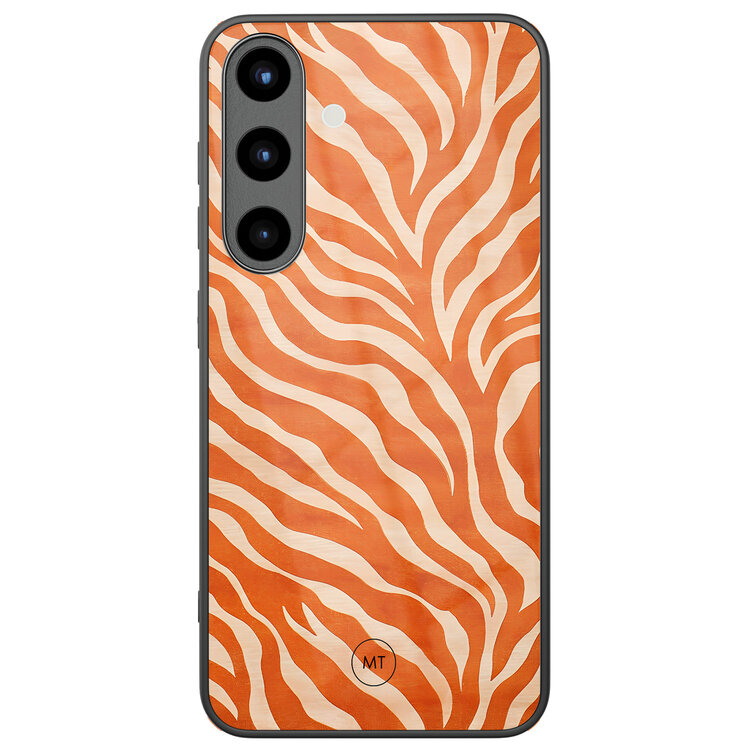 Mooie Telefoonhoesjes Samsung Galaxy S25 hoesje glas - Zebra oranje