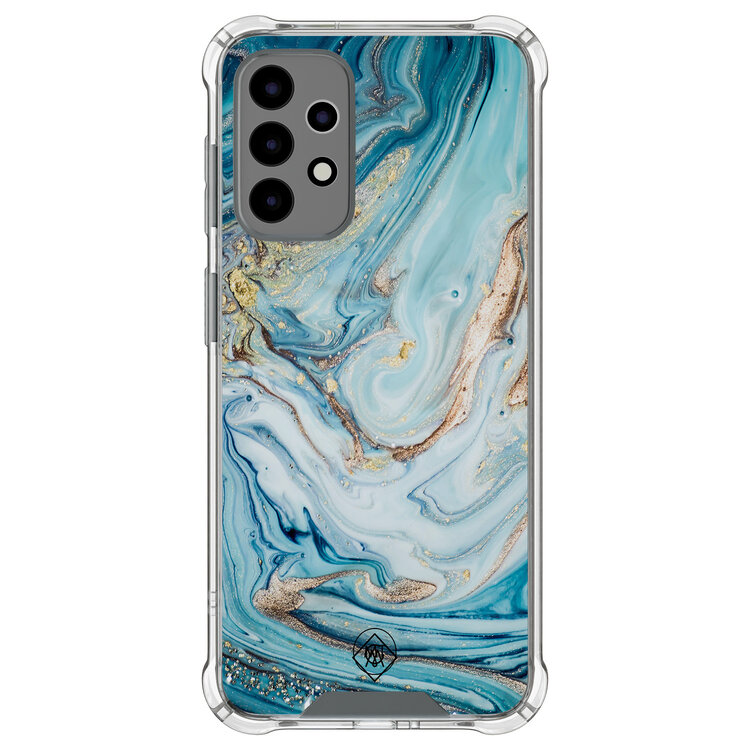 Mooie Telefoonhoesjes Samsung Galaxy A52(s) shockproof hoesje - Marmer blauw goud Mooie Telefoonhoesjes Samsung Galaxy A52(s) shockproof hoesje - Marmer blauw goud