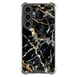 Mooie Telefoonhoesjes Samsung Galaxy S25 FE shockproof hoesje - Black marble elegance