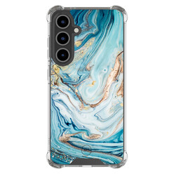 Mooie Telefoonhoesjes Samsung Galaxy S25 FE shockproof hoesje - Marmer blauw goud