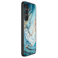 Mooie Telefoonhoesjes Samsung Galaxy S25 FE hoesje - Marmer blauw goud