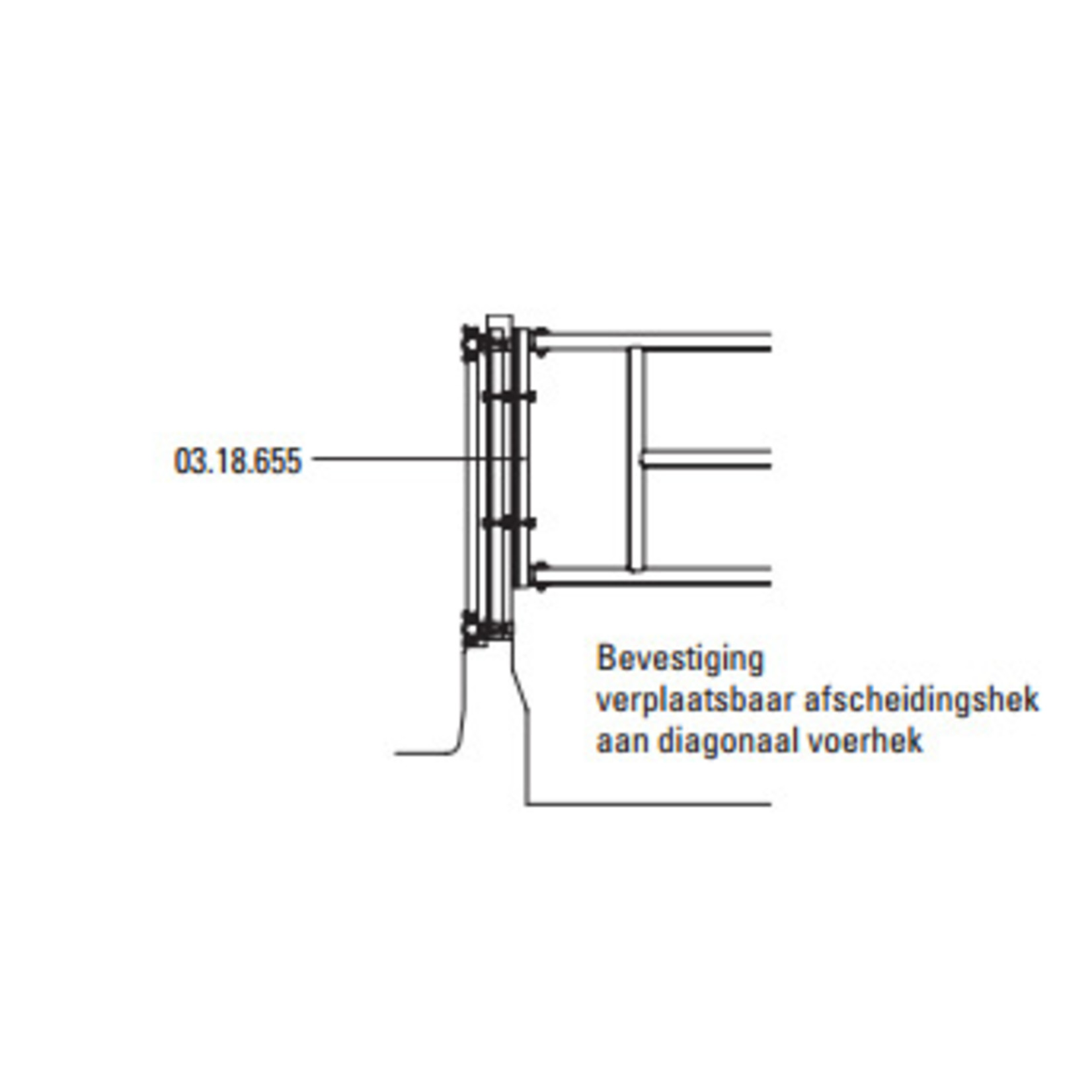 Bevestiging aan Diagonaal voerhek