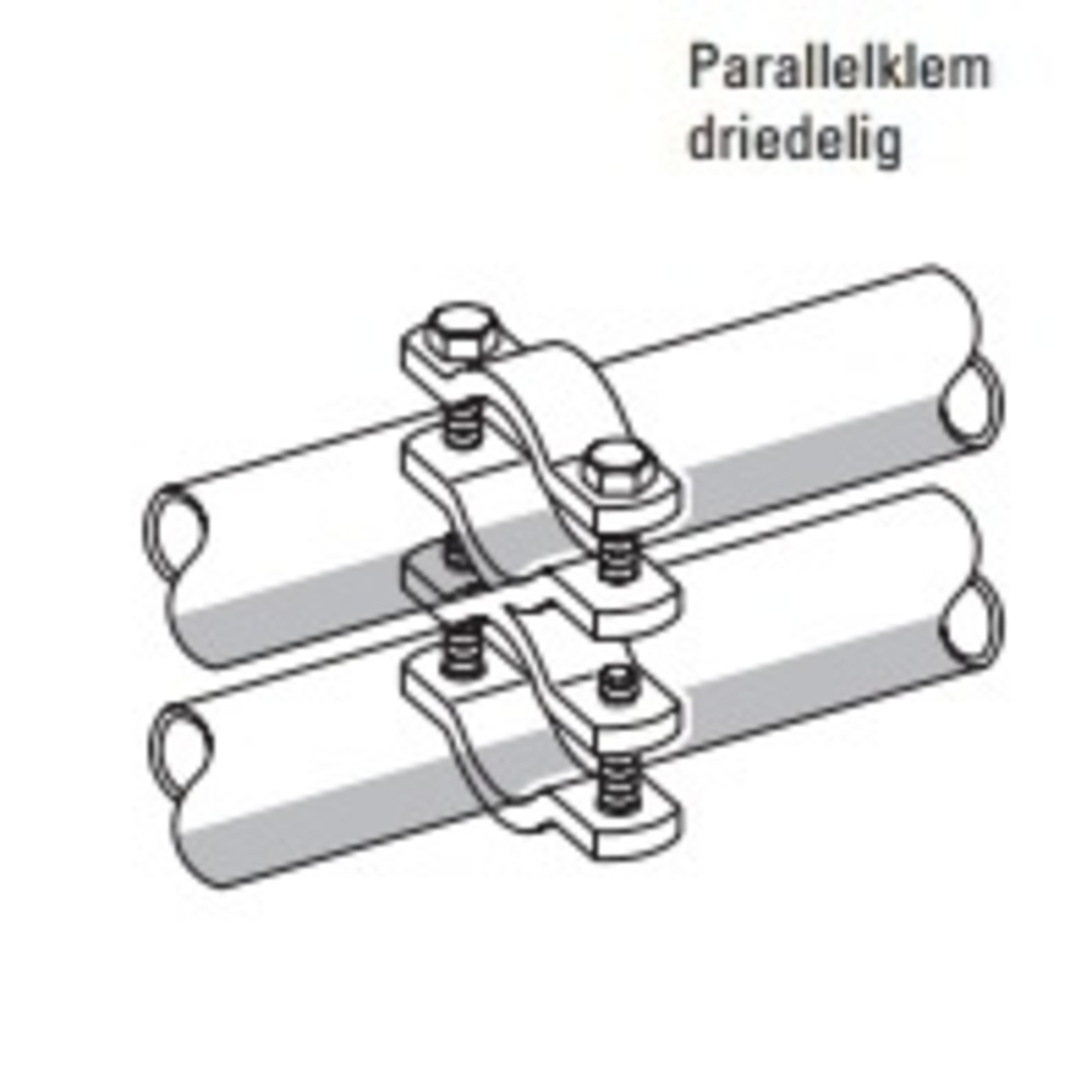 Parallelklem driedelig 2" x 2"