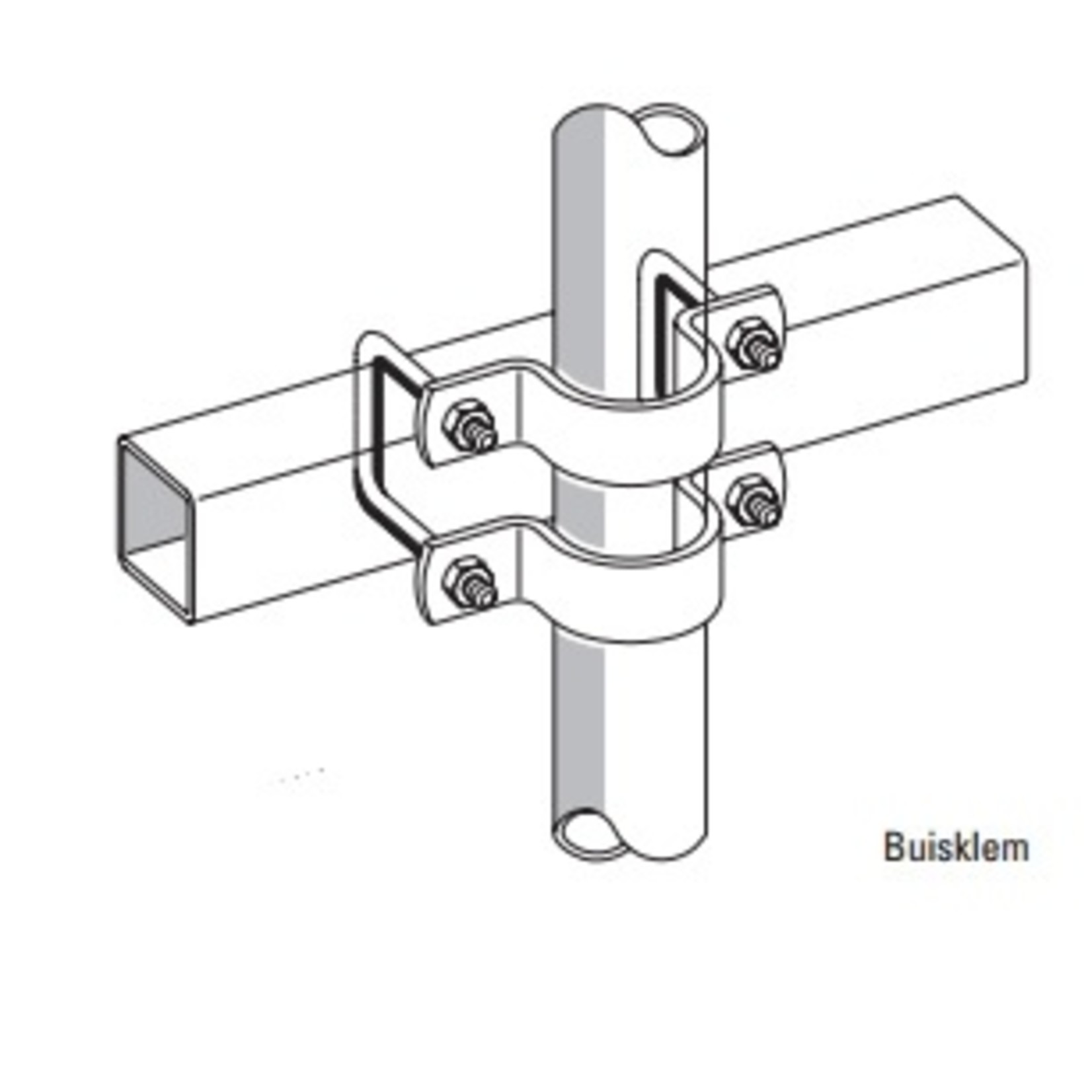 Buisklem vierkant 102 mm x rond 2"