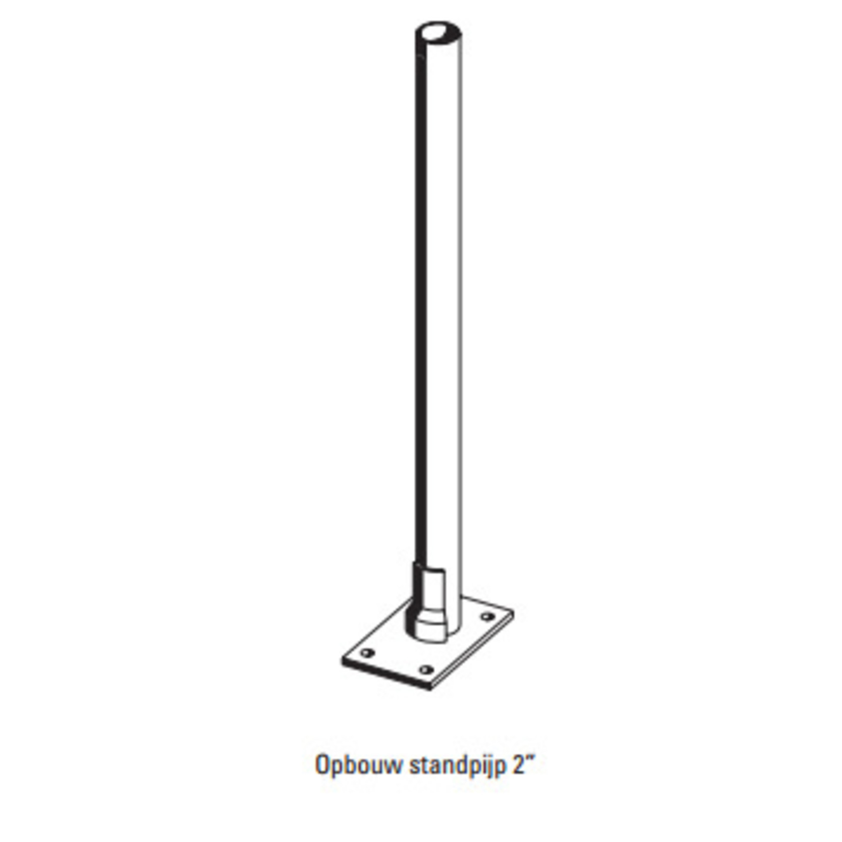 Opbouw standpaal 2" x 140 cm (enkele rij)