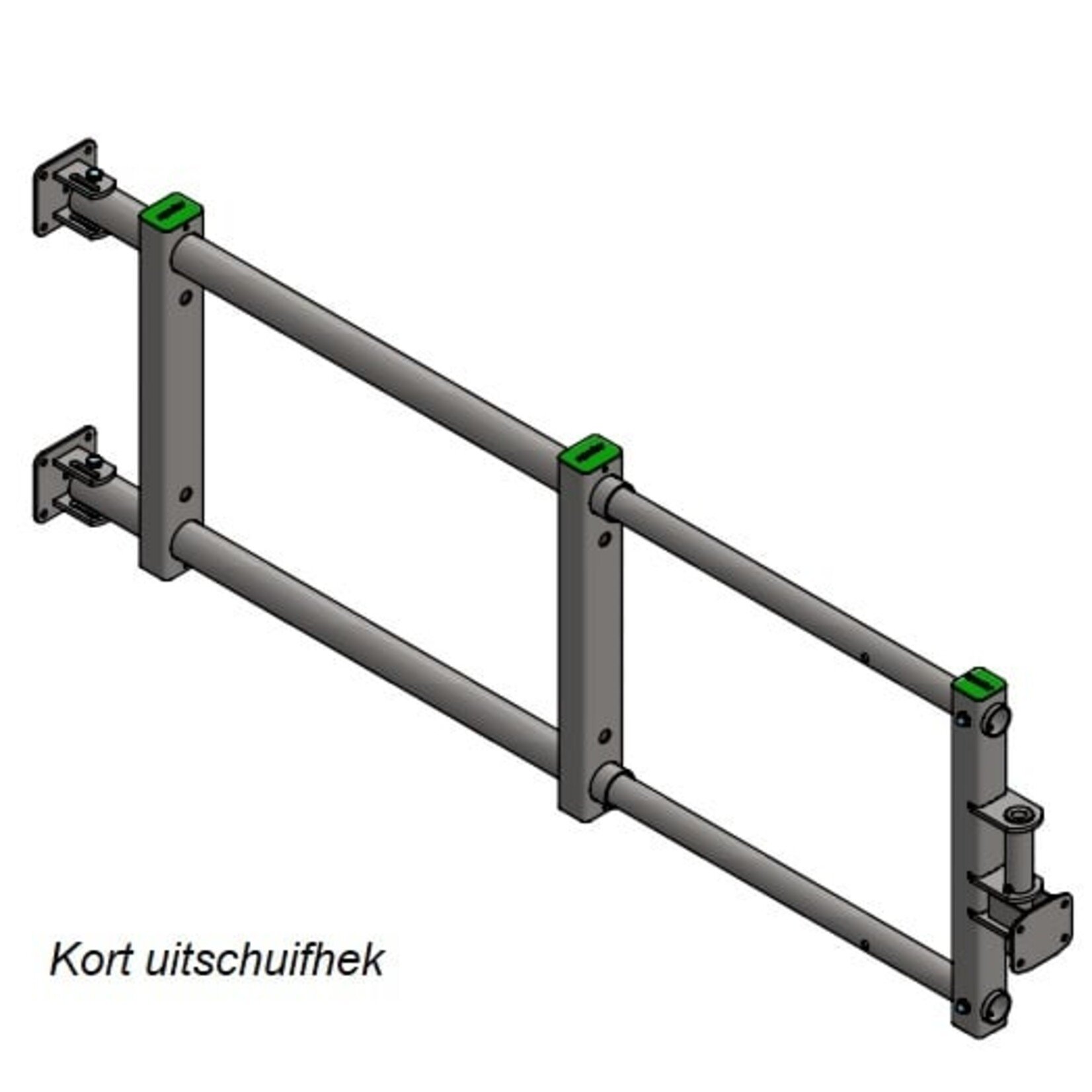 Uitschuifbaar 2 buis afscheidingshek, lengte 200-300 cm