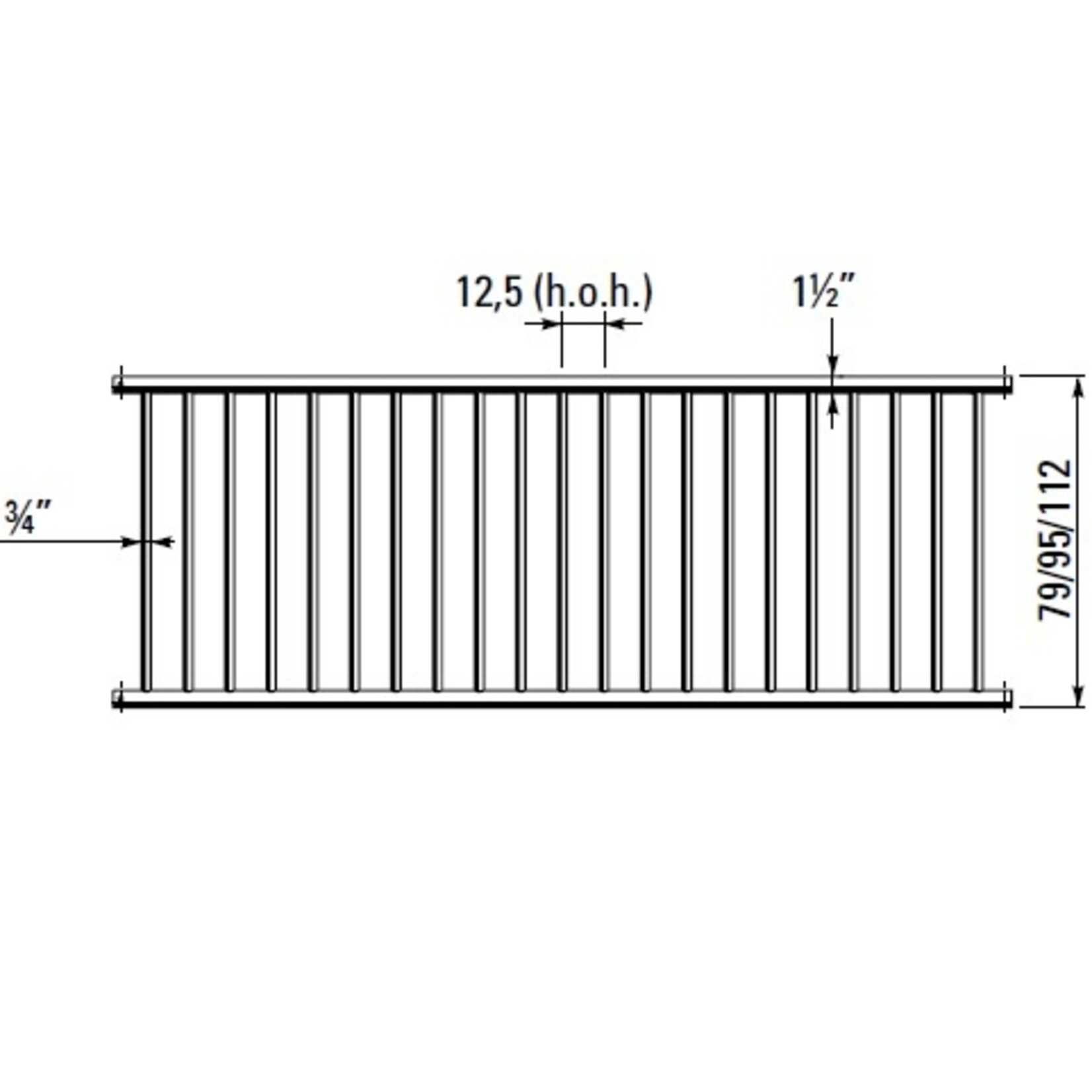 Spijlhek voor grootvee en jongvee 112 cm hoog, lengte 350 cm