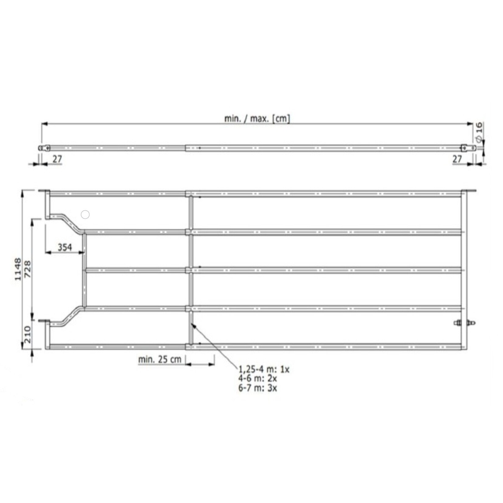 OMKE OMKE instelbaar hek met drinkbakopening, lengte 300-400 cm