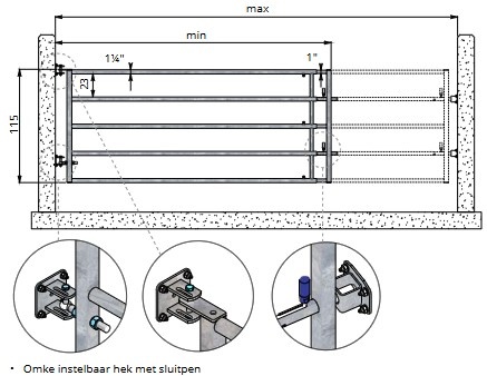 OMKE_instelbaar_hek_met_pen_sluiting