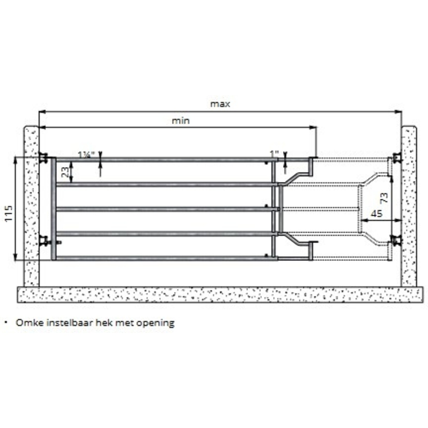 OMKE OMKE instelbaar hek met  drinkbakopening, lengte 600–700 cm