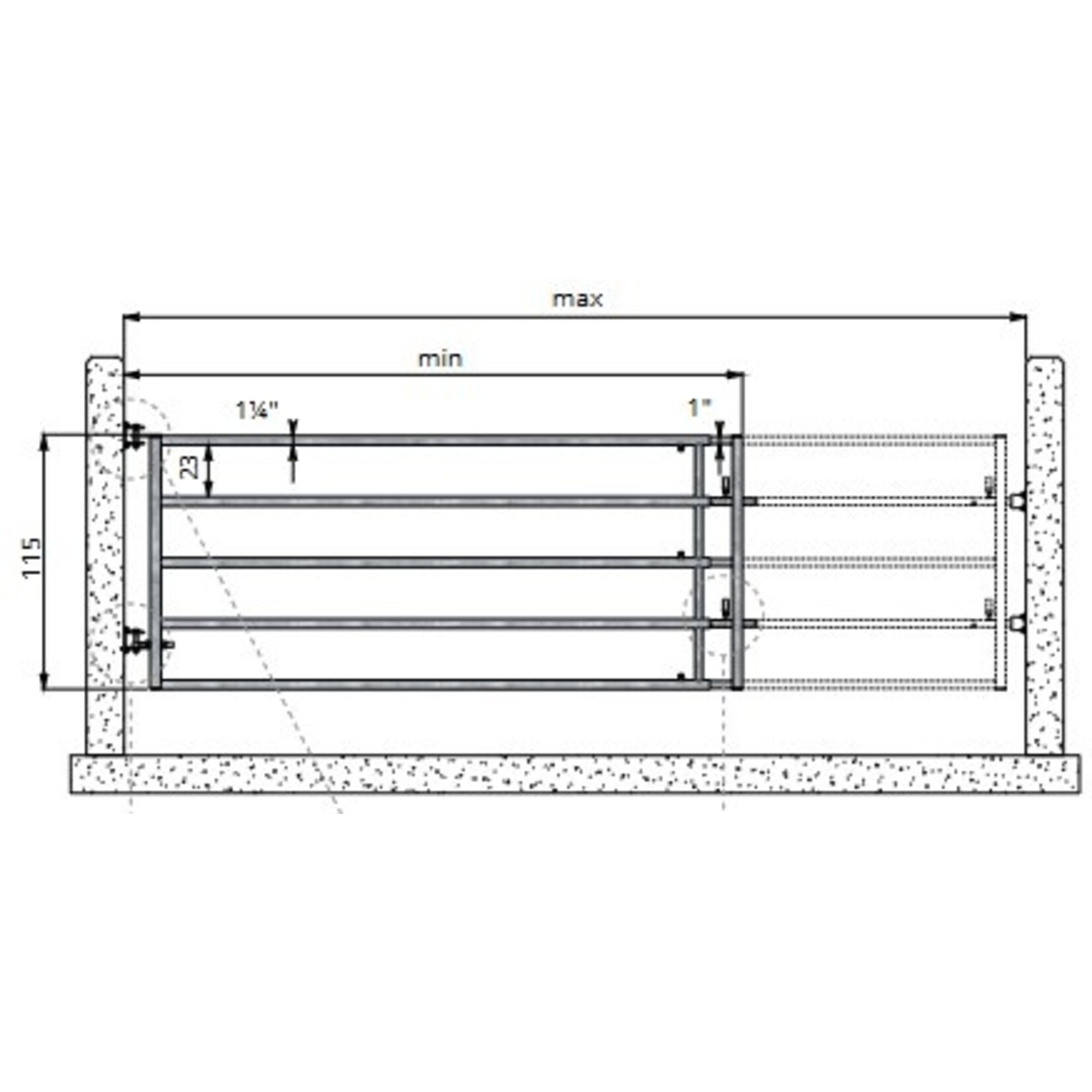 OMKE OMKE instelbaar hek  met sluitpen, lengte 125 - 200 cm