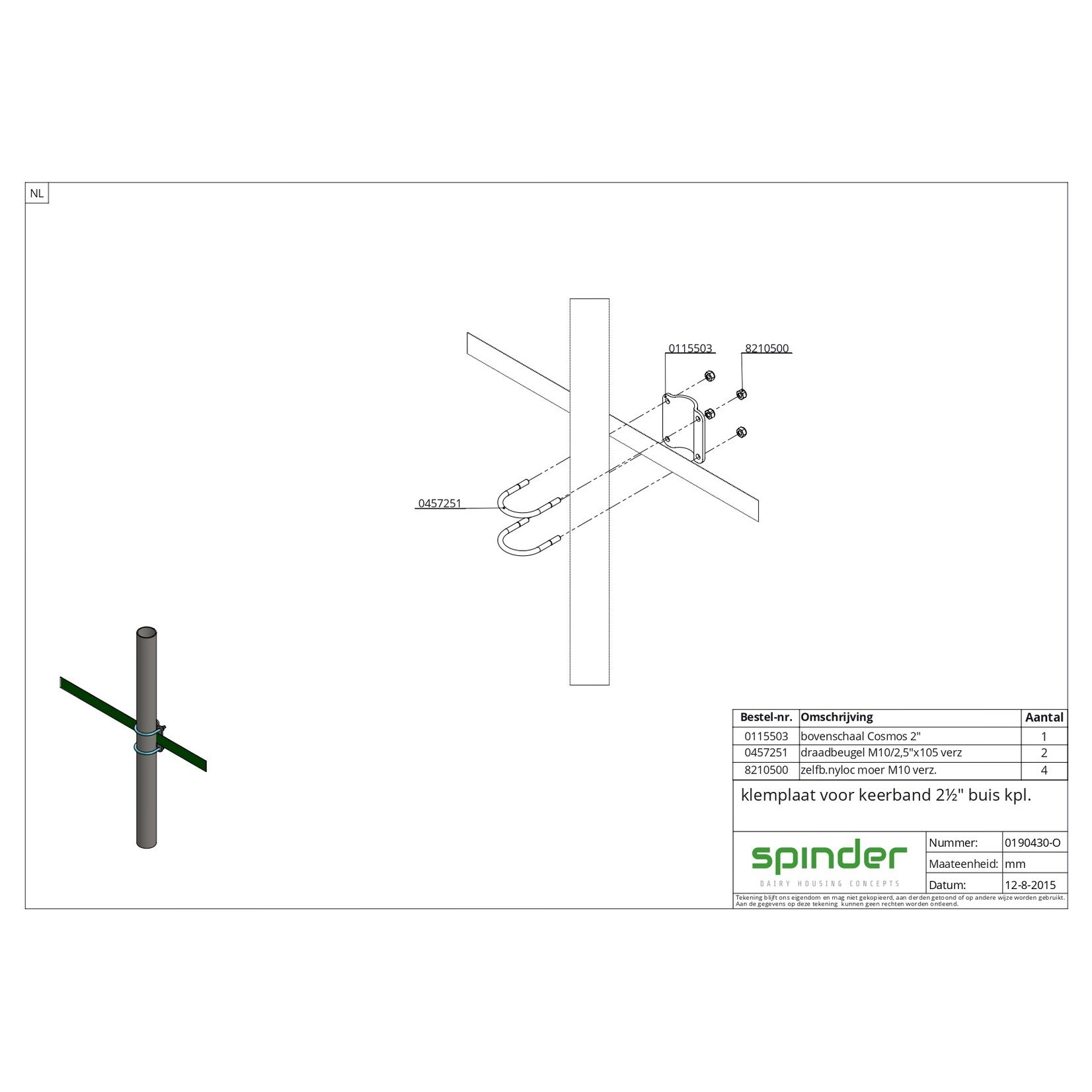 Spinder Klemplaat voor keerband 2½" standpijp