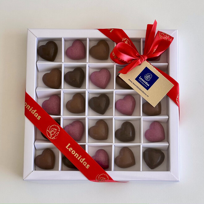 Brievenbus Chocolade - 25 Hartjes