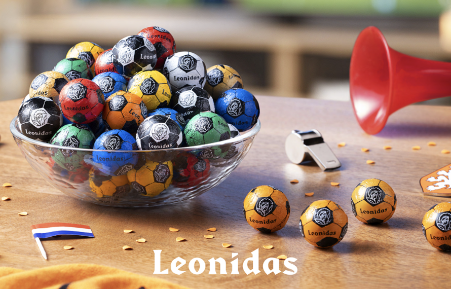 Vier elke goal met de chocolade voetballetjes van Leonidas