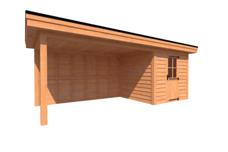 Tuinhuis met veranda plat dak 250 x 250 + 400cm