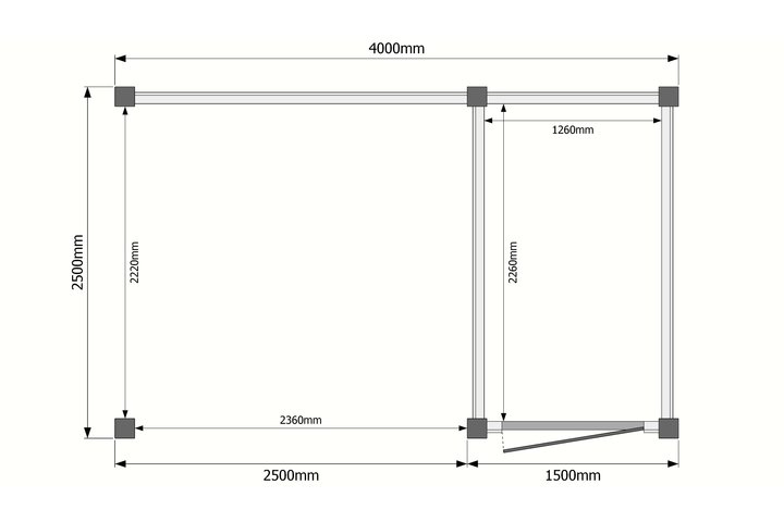 Tuinhuis met veranda plat dak 150 x 250 + 250cm Tuinhuis met veranda plat dak 150 x 250 + 250cm
