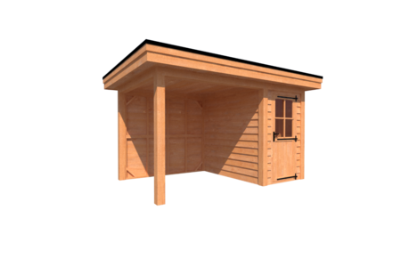 Tuinhuis met veranda plat dak 150 x 250 + 250cm