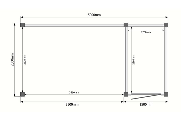 Tuinhuis met veranda plat dak 150 x 250 + 350cm Tuinhuis met veranda plat dak 150 x 250 + 350cm
