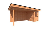 Tuinhuis met veranda plat dak 150 x 250 + 400cm Tuinhuis met veranda plat dak 150 x 250 + 400cm