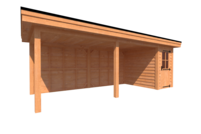 Tuinhuis met veranda plat dak 150 x 250 + 550cm Tuinhuis met veranda plat dak 150 x 250 + 550cm