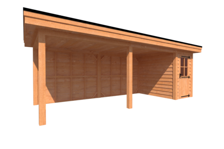 Tuinhuis met veranda plat dak 150 x 250 + 550cm Tuinhuis met veranda plat dak 150 x 250 + 550cm