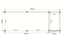 Tuinhuis met veranda plat dak 150 x 250 + 550cm Tuinhuis met veranda plat dak 150 x 250 + 550cm