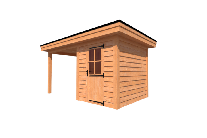 Tuinhuis met veranda plat dak 200 x 250 + 250cm Tuinhuis met veranda plat dak 200 x 250 + 250cm