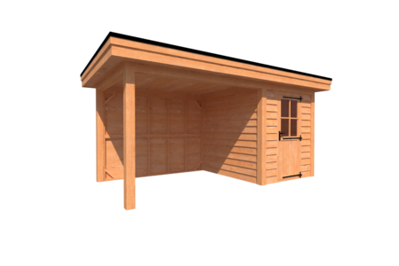 Tuinhuis met veranda plat dak 200 x 250 + 300cm