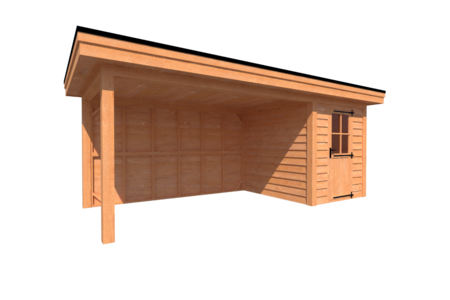 Tuinhuis met veranda plat dak 200 x 250 + 400cm Tuinhuis met veranda plat dak 200 x 250 + 400cm