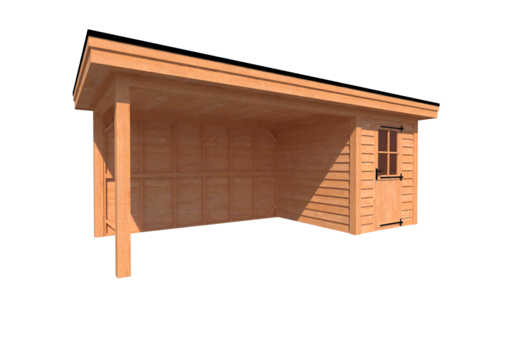 Tuinhuis met veranda plat dak 200 x 250 + 400cm