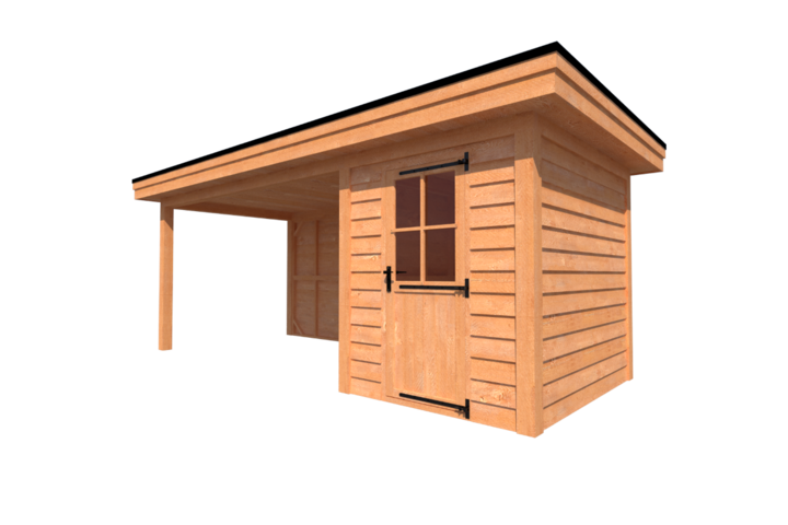 Tuinhuis met veranda plat dak 200 x 250 + 400cm