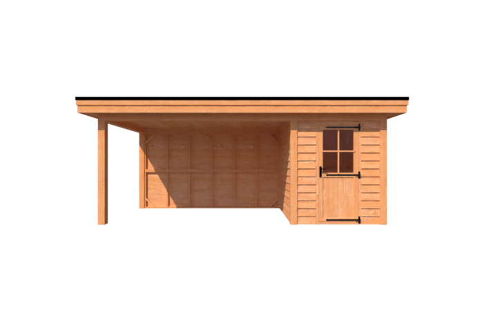 Tuinhuis met veranda plat dak 200 x 250 + 400cm