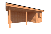 Tuinhuis met veranda plat dak 200 x 250 + 450cm Tuinhuis met veranda plat dak 200 x 250 + 450cm