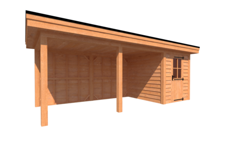 Tuinhuis met veranda plat dak 200 x 250 + 450cm