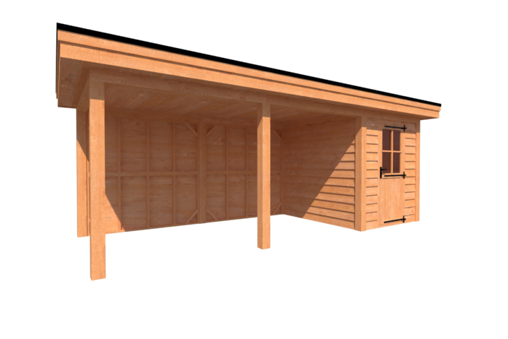Tuinhuis met veranda plat dak 200 x 250 + 450cm Tuinhuis met veranda plat dak 200 x 250 + 450cm
