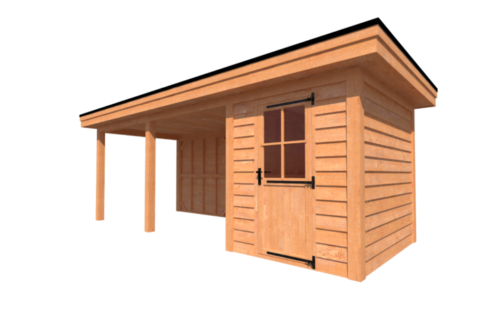 Tuinhuis met veranda plat dak 200 x 250 + 450cm Tuinhuis met veranda plat dak 200 x 250 + 450cm