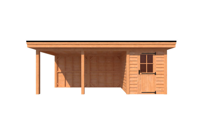 Tuinhuis met veranda plat dak 200 x 250 + 450cm Tuinhuis met veranda plat dak 200 x 250 + 450cm