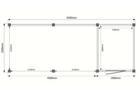 Tuinhuis met veranda plat dak 200 x 250 + 450cm Tuinhuis met veranda plat dak 200 x 250 + 450cm